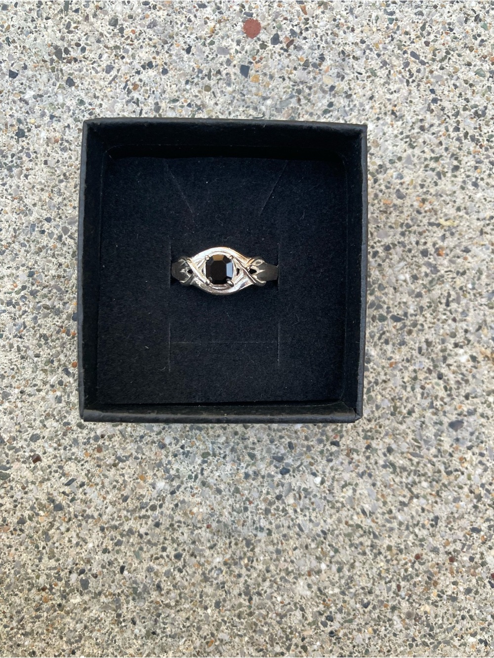 New 925 Sterling Silver Black Onyx Stone Eye-Accent Ring - Women